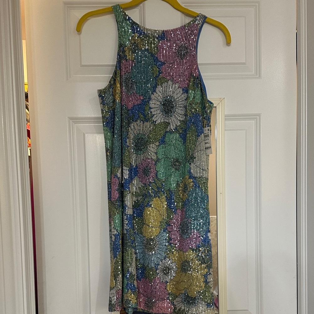 Colorful Floral Sequin Mini Dress